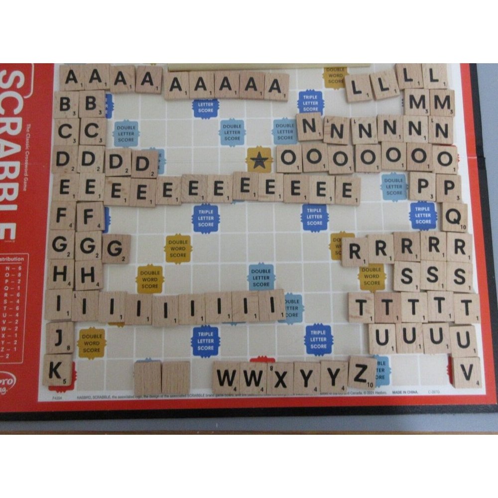 Scrabble Game Replacement Pieces Parts ~ 95 Wood Tiles - Black Bag Clean Cond.